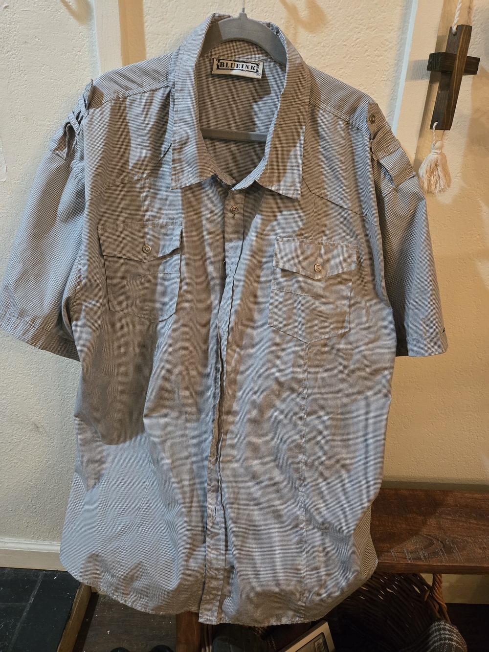 Bluelink Short Sleeve Button-Up Shirt in Light Blue